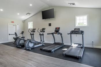 A gym with exercise bikes